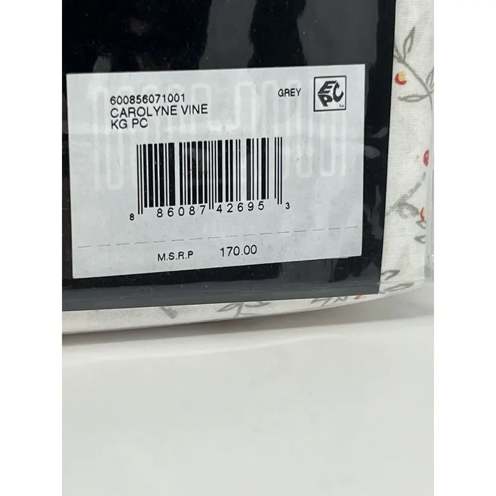 Ralph Lauren Carolyne Vine KING Pillowcases Grey Pair Of 2 - 20” X 40” NIP